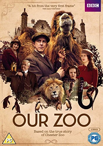 DVD cover featuring a cast of people with a camel, lion, snake, and penguins.