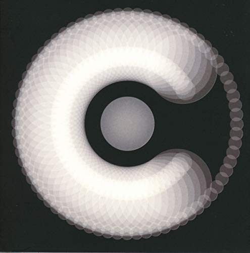 Black CD case with abstract white circular pattern and central black void.