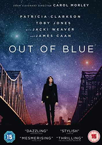 Out Of Blue" DVD cover with a woman standing under a starry sky.