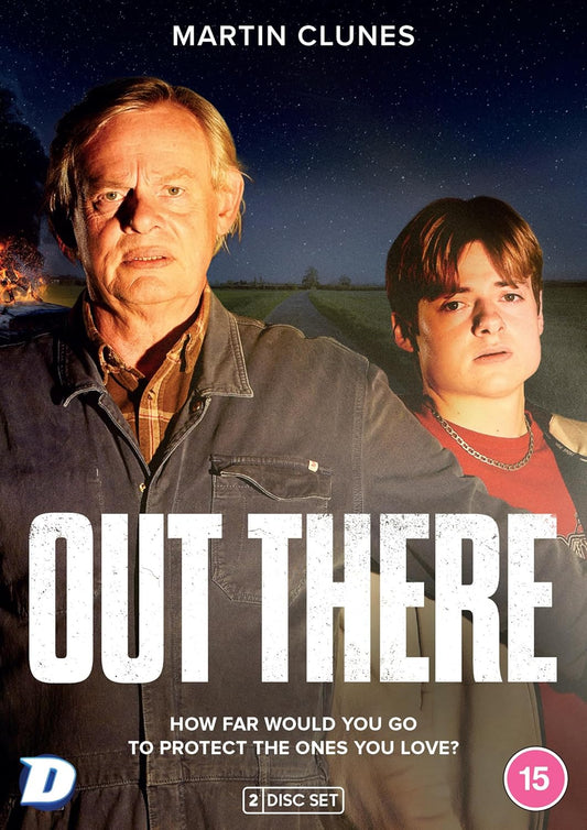 DVD cover for "Out There" featuring Martin Clunes and a young boy.