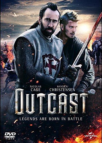 DVD cover for "Outcast" featuring Nicolas Cage and Hayden Christensen in armor.