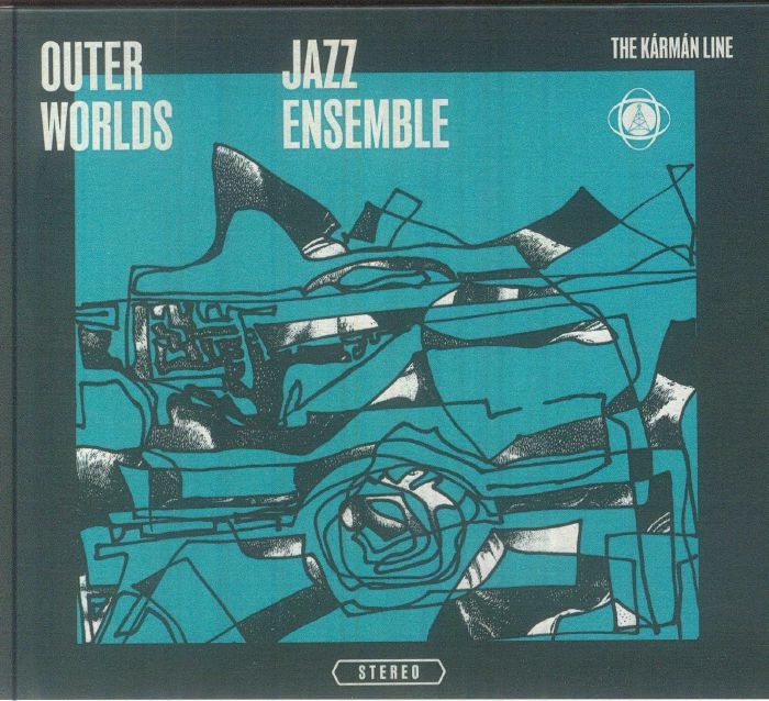 CD cover for "The Kàrmàn Line" by Outer Worlds Jazz Ensemble, abstract art.