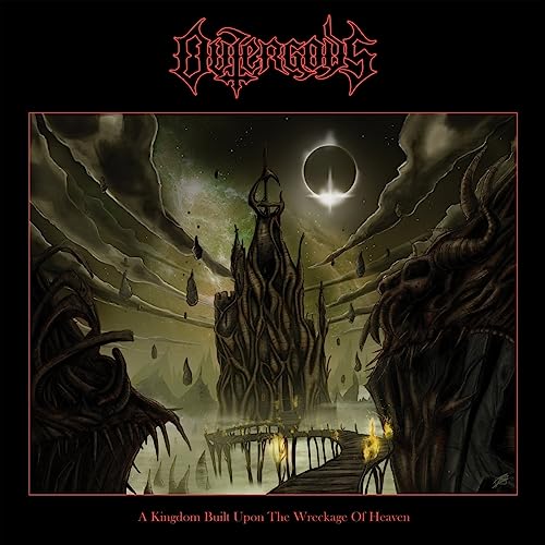 Dark fantasy album cover featuring a towering, ominous castle and organic forms.