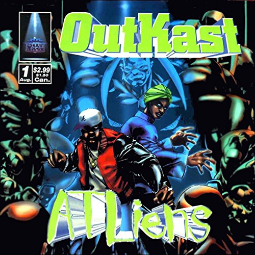 Outkast “Atliens” vinyl cover art featuring two figures in a comic style.