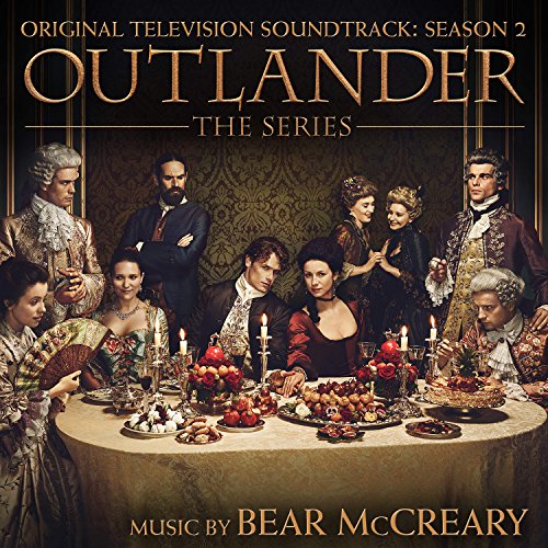 CD cover for "Outlander" Season 2 soundtrack, featuring cast at a table.