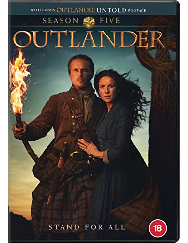 Outlander Season 5 DVD cover featuring a couple with a flaming torch.