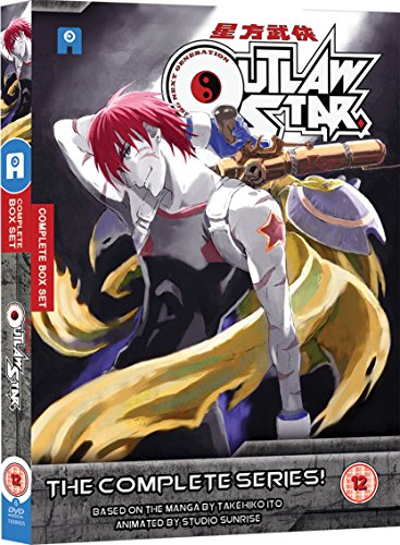 "Outlaw Star DVD box set cover featuring anime character with red hair and white armor."