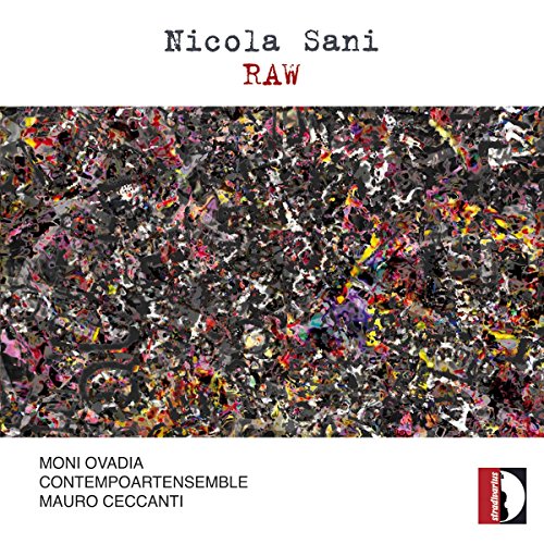 CD cover with abstract black, red, and white speckled paint design.