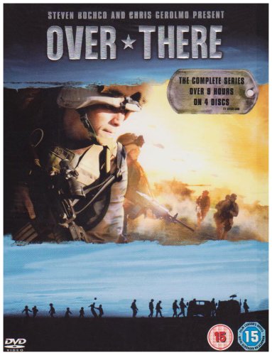 "Over There" DVD cover featuring soldiers in combat, with a soldier in the foreground.