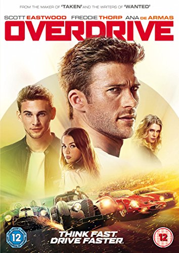DVD cover for "Overdrive" featuring three actors and fast cars.