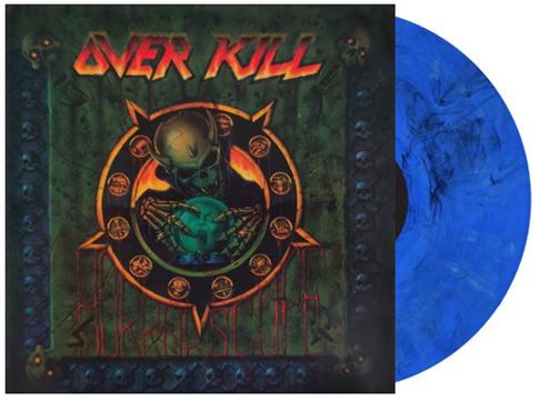 Overkill "Horrorscope" vinyl LP cover with splatter effect record.