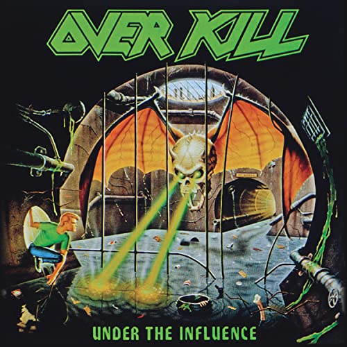 Album cover for Overkill’s “Under The Influence” featuring a skull and dragon.