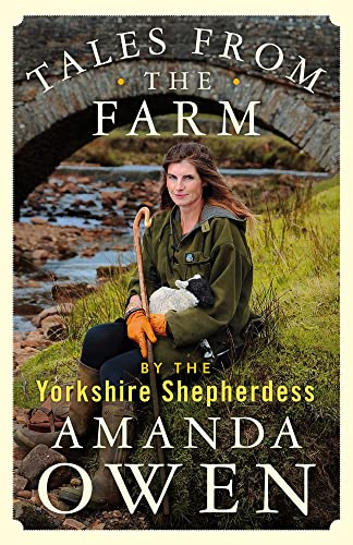 Book cover featuring the Yorkshire Shepherdess with sheep, by a stone bridge.