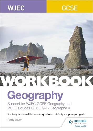 WJEC GCSE Geography workbook cover with coastal landscape and kayaker.