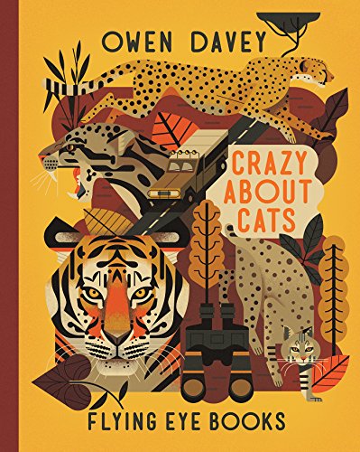"Book cover with yellow background, featuring illustrations of cats and foliage, titled 'Crazy About Cats'."