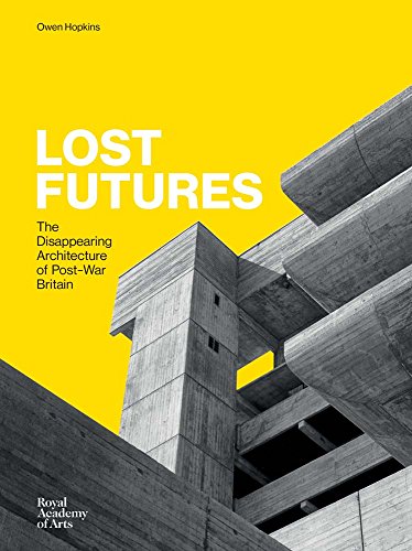 Book cover featuring brutalist architecture against a bright yellow background.