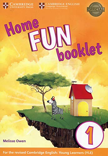Colorful "Home FUN booklet" cover with zebra, tree, and floating island.