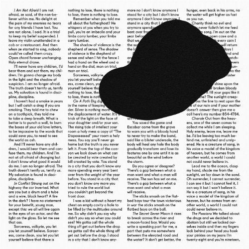 Vinyl record of Owen Pallett’s “In Conflict” with lyric sheet visible.