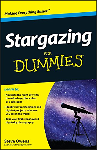 Book cover: "Stargazing For Dummies" with a telescope against a starry sky.