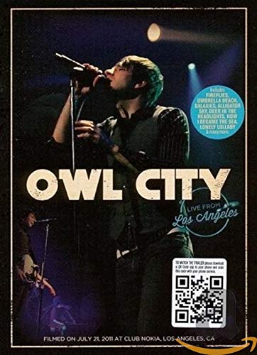 Owl City concert DVD cover featuring Adam Young performing with a microphone.