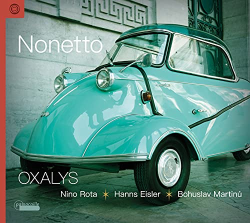 CD cover featuring a teal BMW Isetta bubble car and composer names.