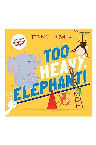 Book cover: elephant, monkey, and other animals with bright text.