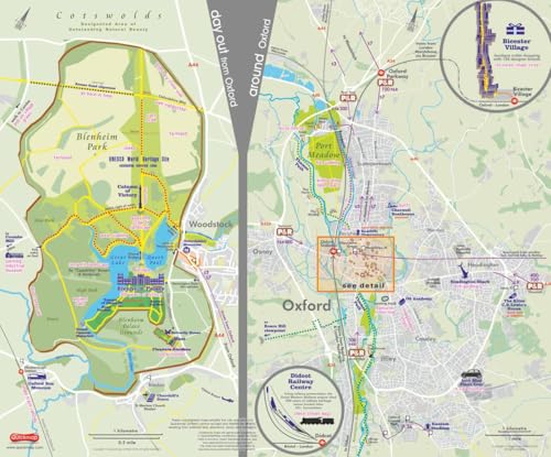 Detailed map guide of Oxford city and surrounding areas, with key landmarks.