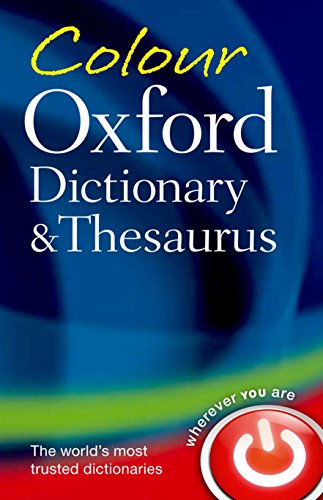 Cover of the Colour Oxford Dictionary & Thesaurus with a blue abstract background.
