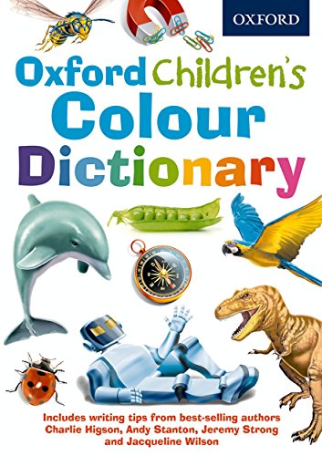 "Colourful cover of Oxford Children's Colour Dictionary featuring various animal and object illustrations."