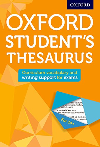 Orange cover of "Oxford Student's Thesaurus" with folded paper detail.