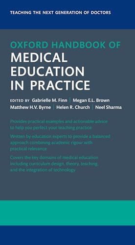 Blue and teal book cover: "Oxford Handbook of Medical Education in Practice".