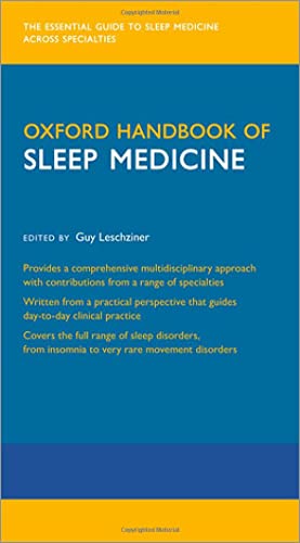 Cover of “Oxford Handbook of Sleep Medicine,” a teal medical reference book.