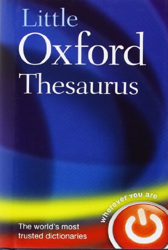 Cover of "Little Oxford Thesaurus" book with blue and gold design.