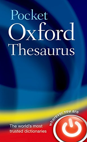 Cover of "Pocket Oxford Thesaurus" book with blue and red design.