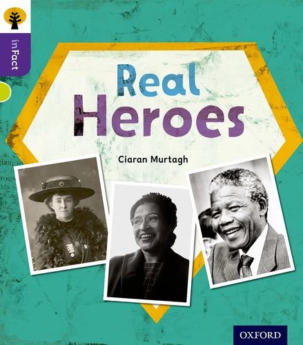 Book cover featuring portraits of historical figures, titled “Real Heroes.”
