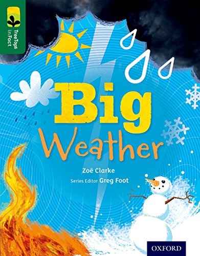 Book cover depicting various weather elements: sun, rain, lightning, snow, and fire.