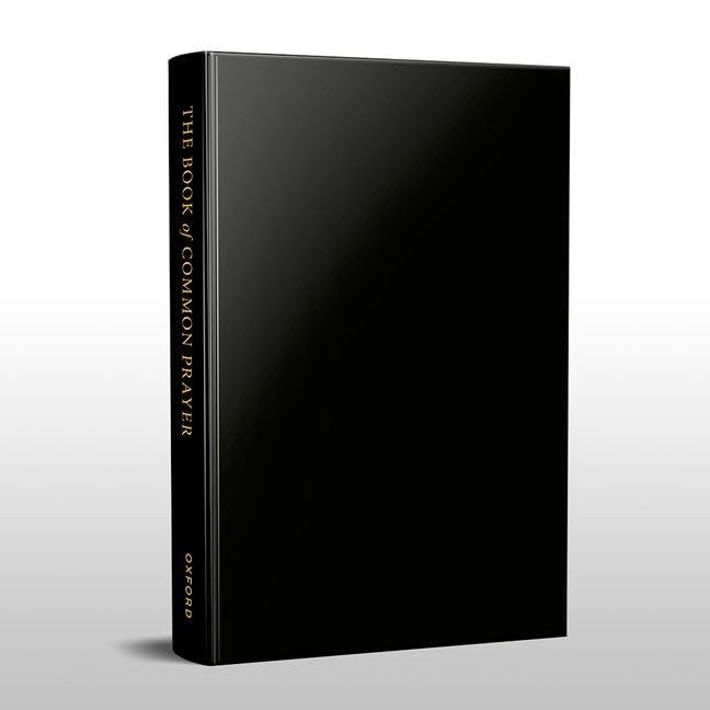 Black book, “The Book of Common Prayer” vertically on the spine.
