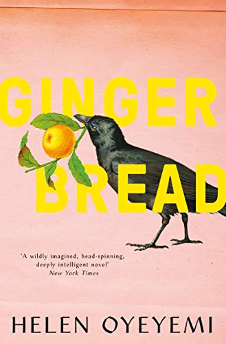 Book cover: "Gingerbread" with a bird, orange, and pink background.