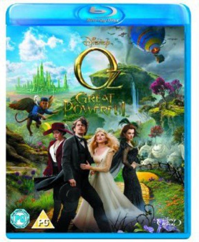 "Blu-ray cover for 'Oz the Great and Powerful' featuring a hot air balloon."