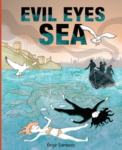 Book cover: swimmers, a boat, and a city skyline over water.
