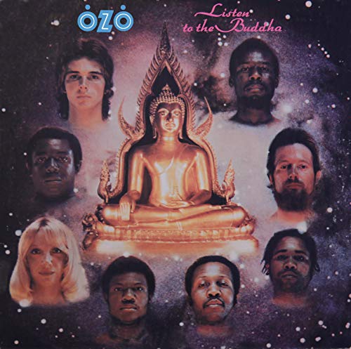 Album cover: Buddha statue surrounded by portraits of diverse people.