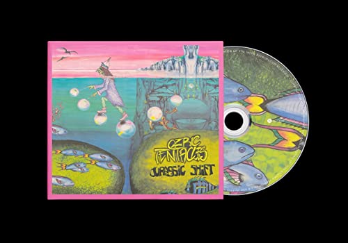 Ozric Tentacles Jurassic Shift CD cover art showing a surreal underwater scene with fish.