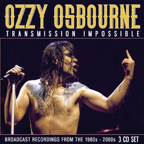Ozzy Osbourne album cover, “Transmission Impossible,” featuring a live performance photo.