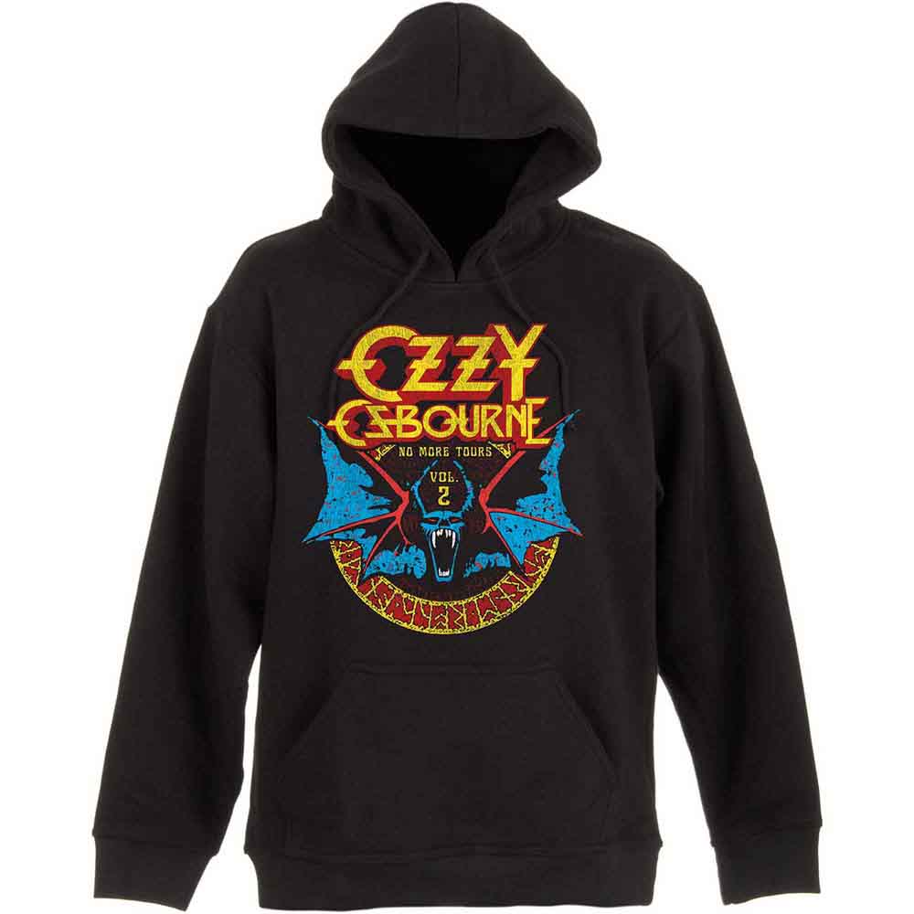 Black hoodie with Ozzy Osbourne logo featuring a bat and text.