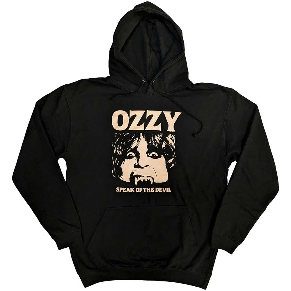 Black hoodie with Ozzy Osbourne “Speak of the Devil” album artwork, size small.