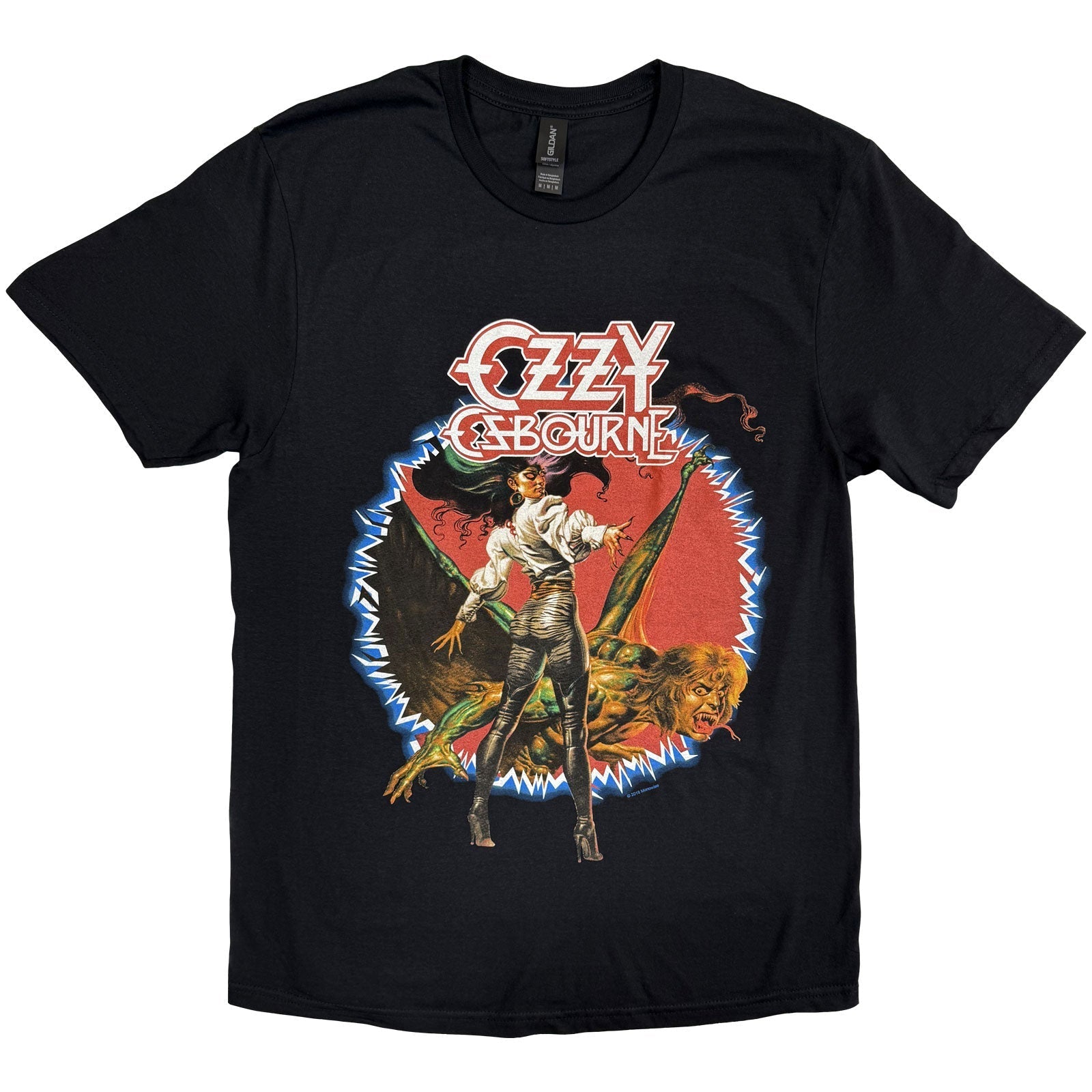 Black Ozzy Osbourne t-shirt with album art featuring gothic figures.
