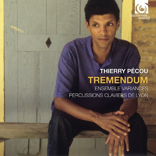 CD cover featuring portrait of Thierry Pécou, musician, in purple shirt.