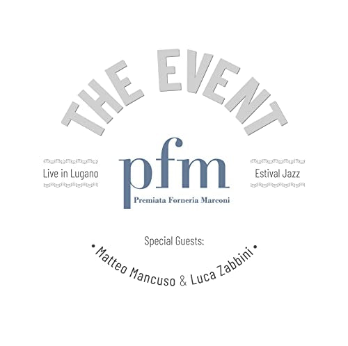 CD cover for P.F.M.’s “The Event Live In Lugano” with text and logos.