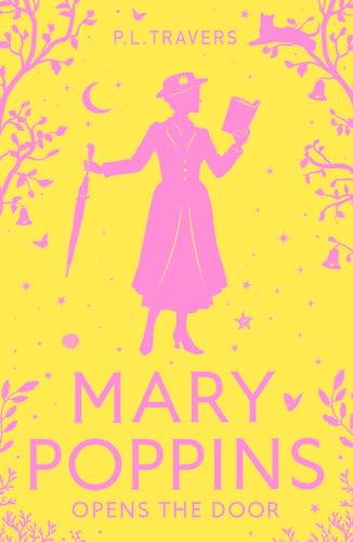 Yellow cover with silhouette of Mary Poppins holding an umbrella and book.