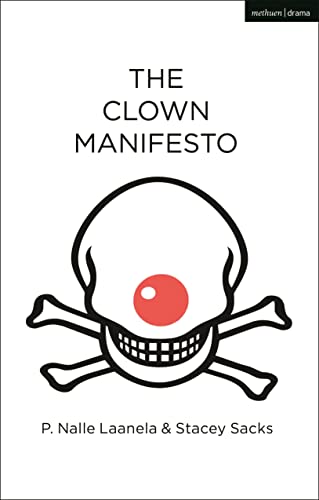 Book cover: "The Clown Manifesto" with skull and red nose graphic.